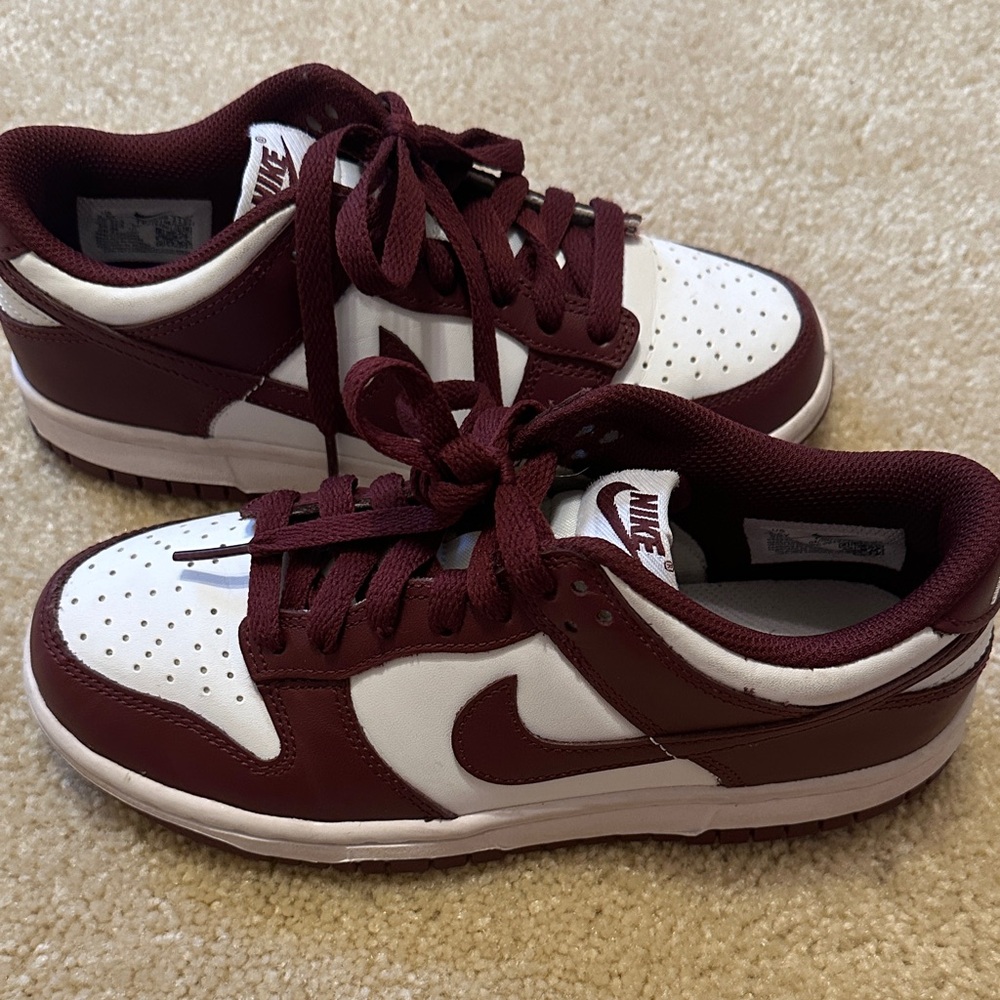 Nike Burgundy and White Low-Top Sneakers
